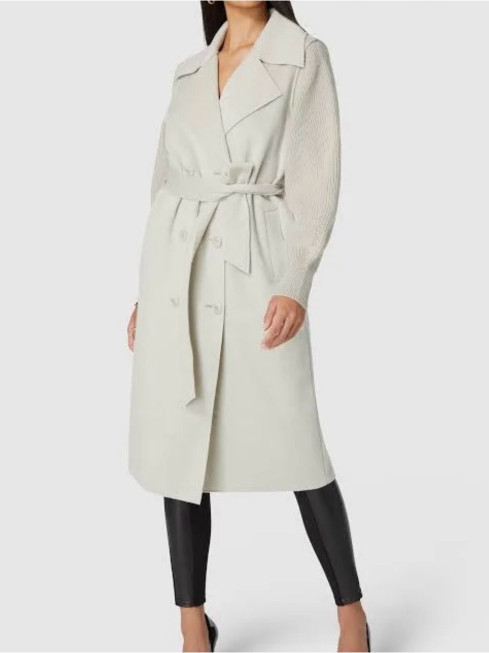 Bebe Sweater Sleeve Double Face Belted Coat 🧥